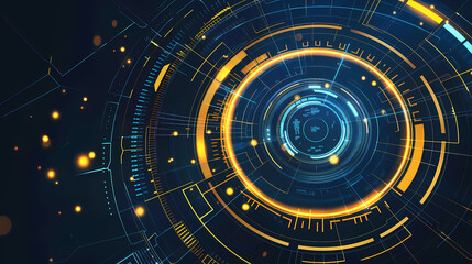 Futuristic hud interface circles yellow and blue vector image