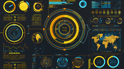 Obraz premium Futuristic hud interface circles yellow and blue vector image