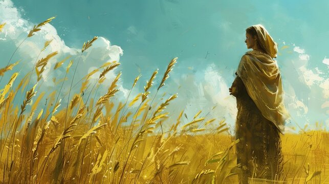 faithful widow ruth gleaning in fields embodying loyalty and devotion biblical story illustration