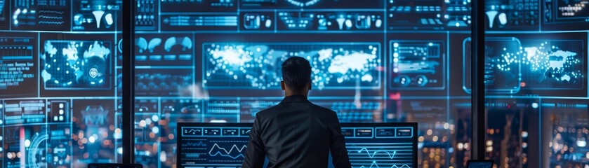 Futuristic Smart City Control Center with AI-Driven Public Service Monitoring