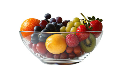 Clear Glass Bowl of fruits Perfect for Advertisements isolated