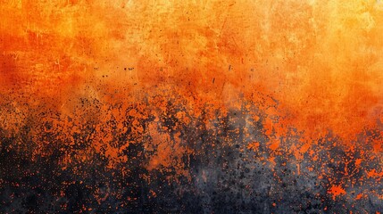 Obraz premium fiery orange and black ombre background with grainy grunge texture abstract web banner