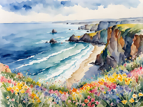 Wildflower cliffside serenity