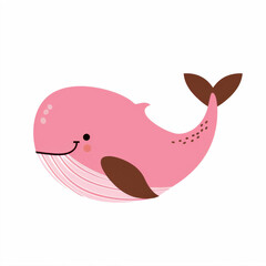 Pink whale on white background
