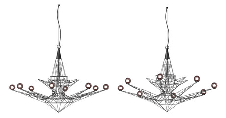 3d render Modern chandelier set . isolated on background .