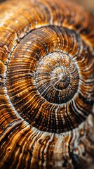 13. Macro photo of a snail shell, detailed spiral patterns and textures, high resolution and vivid detail