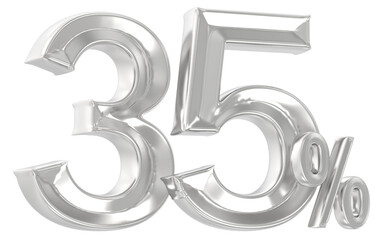 35 Percent Silver Number 3D Render