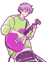 Obraz premium エレキギターを弾く男性