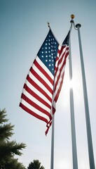 american flag on the wind