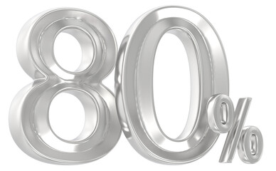 Fototapeta premium 80 Percent Silver Number 3D Render