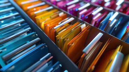 Organized folders and search feature in document management interface.