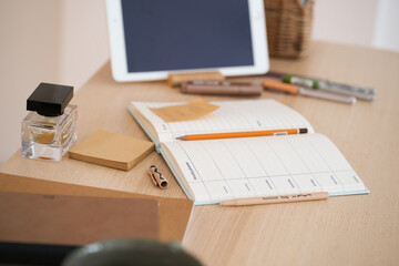 Open planner on the table