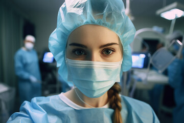 Generative AI Portrait of experienced doctor at hospital patient examination consultation medicare