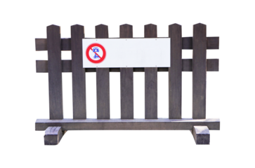 Signs or symbol prohibit motorcycle and cars pass located on wooden board Located isolated on cut out PNG or transparent background. Traffic rules be strictly followed along.