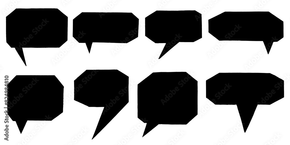 Poster collection set bundle of blank speech bubbles with rough edges and copy space for text, round and re