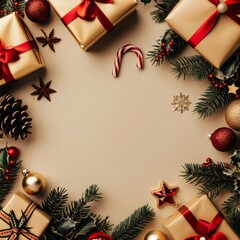 christmas frame with christmas decorations