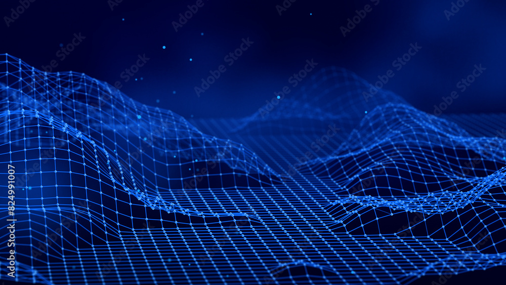 Aufkleber Digital technology background. Network connection dots and lines. Futuristic background for presentation design. 3d	