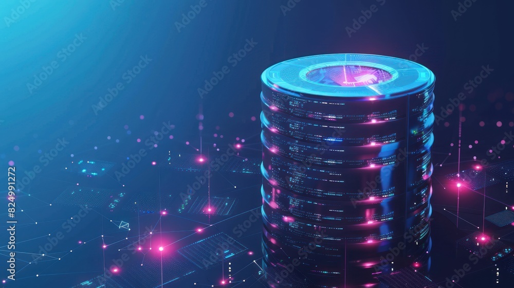 Aufkleber isometric big data concept, database. abstract technology background ai generated