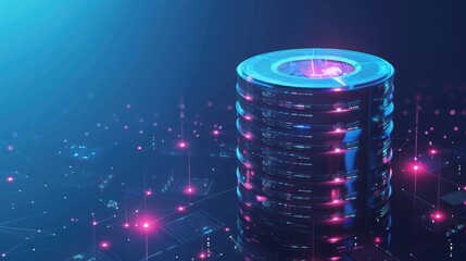 Isometric big data concept, database. Abstract technology background AI generated