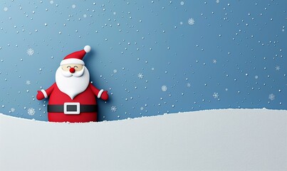 Cute 3D Vector Santa Claus on Snow Background