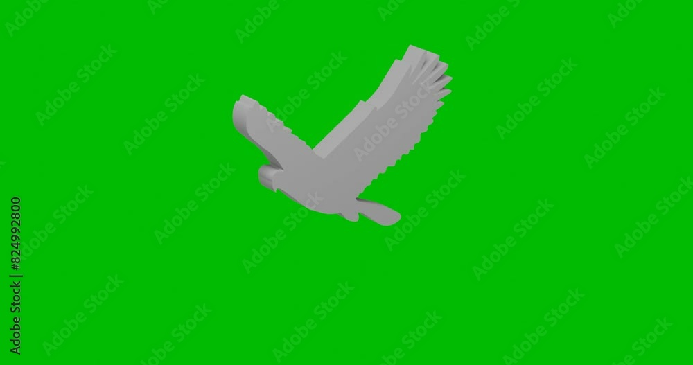Poster animation of rotation of a white eagle symbol with shadow. simple and complex rotation. seamless loo