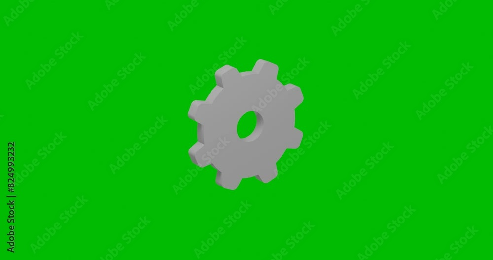 Poster animation of rotation of a white gear symbol with shadow. simple and complex rotation. seamless loop