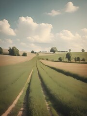 Obraz premium Field Landscape Vintage Illustration Art