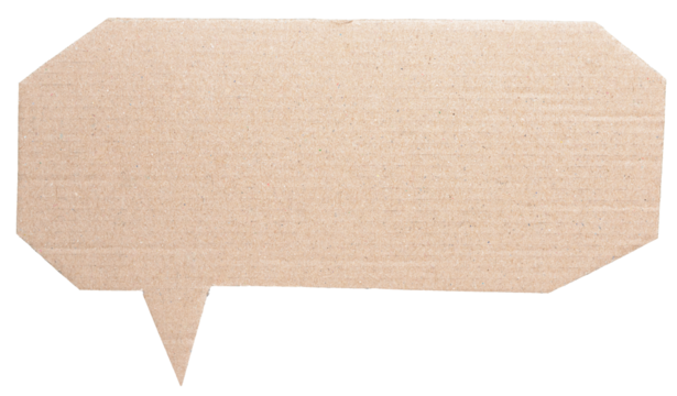 Blank cut out light brown cardboard paper speech bubble with copy space for text on transparent png background design element
- Powered by Adobe