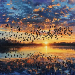 sunset on the lake