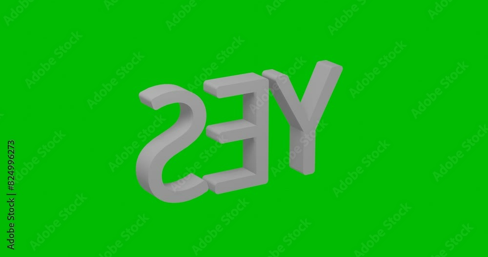 Poster animation of rotation of a white yes symbol with shadow. simple and complex rotation. seamless loope