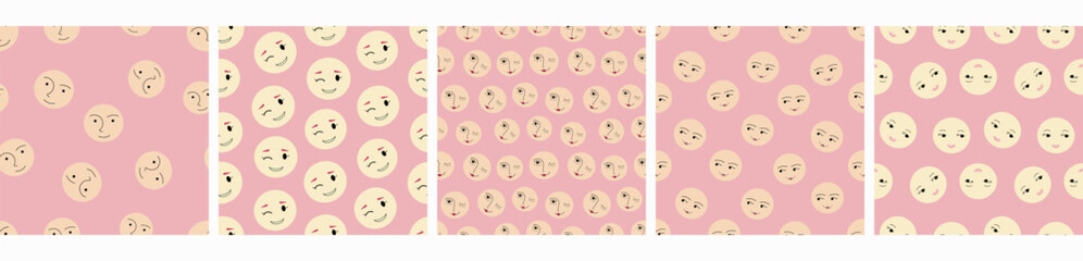 Obraz premium Five surface patterns pack, minimal design. Repeating print, bright colorful composition.