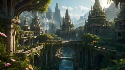 Obraz premium Ethereal Keep Adventure: Generative AI