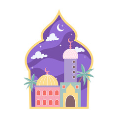 Kurban bayram illustration with mosque
