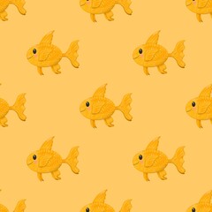 seamless pattern with goldfish