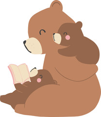 Fathers day bear and baby bear, reading book