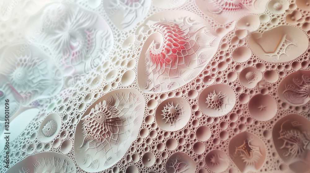 Poster abstract background with intricate lace-like patterns in soft pastel colors