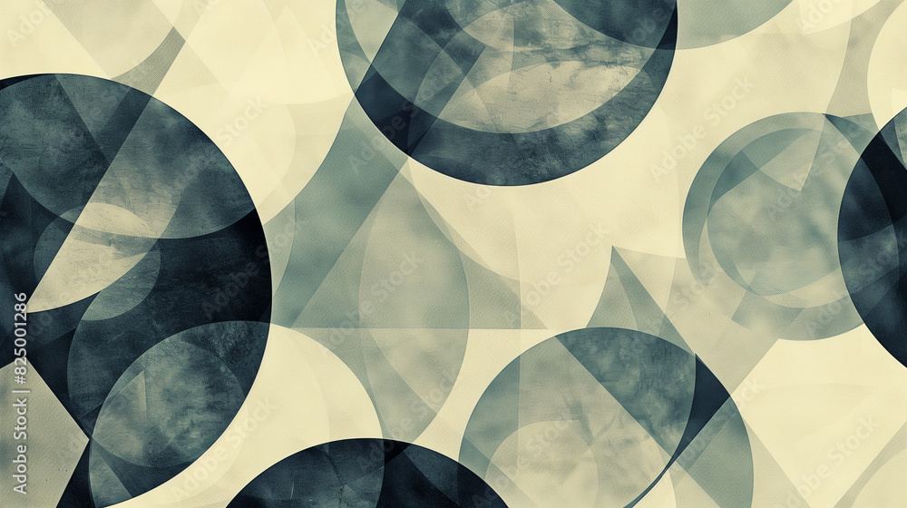 Poster minimalist geometric pattern with overlapping transparent circles in monochrome tones
