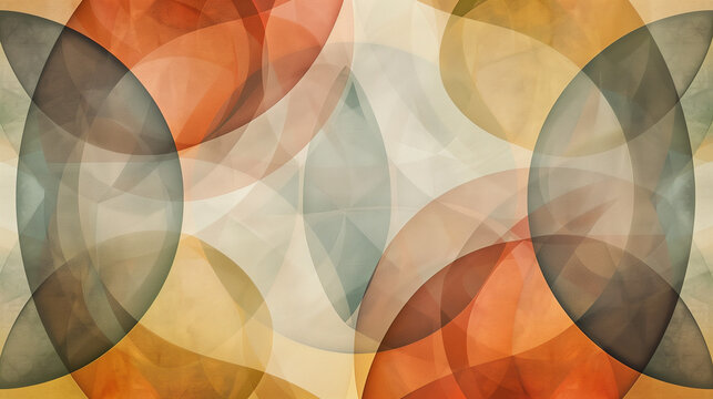 Minimalist geometric pattern with overlapping transparent circles in warm earthy tones