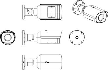 Vector illustration sketch of design of modern CCTV security equipment attached to the wall