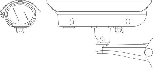 Vector illustration sketch of design of modern CCTV security equipment attached to the wall