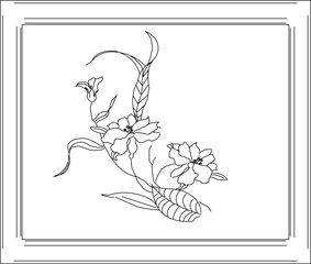 Sketch illustration vector drawing design painting wall decoration abstract artistic natural traditional ethnic flowers