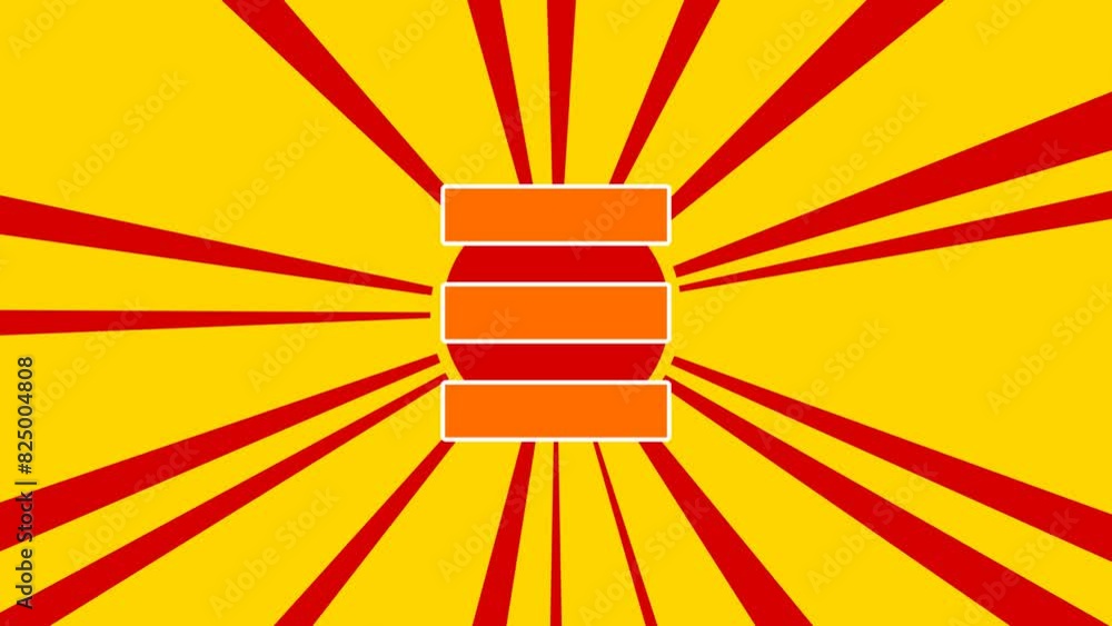 Poster identity symbol on the background of animation from moving rays of the sun. large orange symbol incr