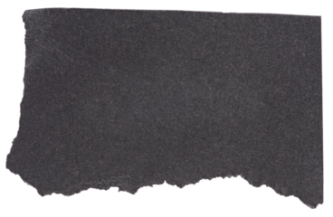 Isolated cut out torn piece of blank black paper note cardboard with texture and copy space for text, transparent png background design element
