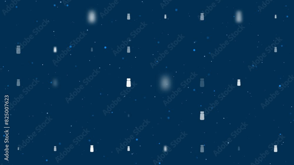 Poster template animation of evenly spaced pepper shaker symbols of different sizes and opacity. animation 