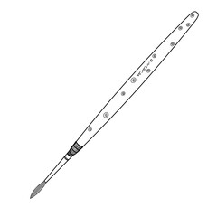 illustration of a brush with a number for watercolor and illustration