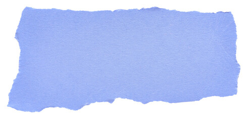 Isolated cut out torn piece of blank blue paper note cardboard with texture and copy space for...