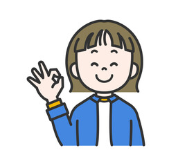 笑顔で許可する女性のイラスト