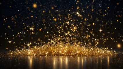 Gold glowing stars and particle background