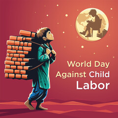 Vector illustration of World day against child labor. Suitable for Poster, Banners, campaign and greeting card.