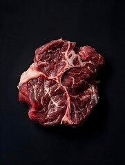 extreme close up of a piece of fresh filet mignon , macro photography, delicious textures